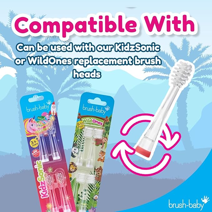 brush-baby - KidzSonic Dinosaur Kids Electric Toothbrush for Ages 3+ with Disco LED Lights, Gentle Sonic Vibrations, 2-Minute Smart Timer & 30‑Second Pulse Reminders – AAA Battery Included