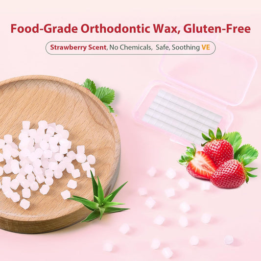 JMU Orthodontic Wax, Strawberry Flavor - 1 Pack (50 Precut Dots) - Dental Wax for Braces