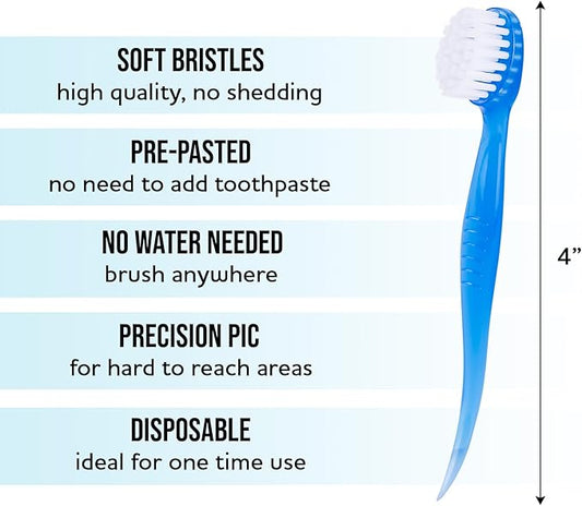 Soft Bristle Mini Individually Wrapped Disposable Toothbrush, Travel Set (36 Pack)