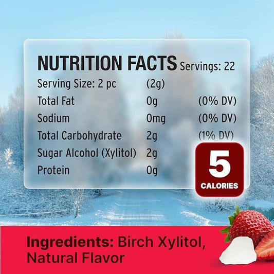 SNØ Strawberry Xylitol Candy Chips | Oral Health Support | Pure Birch Xylitol | Sugar-Free, Low-Carb, Diabetic-Friendly | Vegan, Non-GMO, Gluten-Free, Kosher, Keto-friendly (1 LB Bag)
