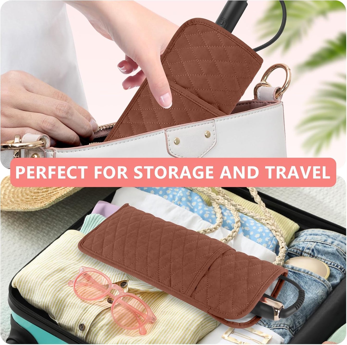 Heat Resistant Hair Tools Organizer Bag Portable Travel Storage Cover Case for Hair Straighteners, Curling Irons, Flat Irons and Hot Styling Tools(13.8" x 5.5")