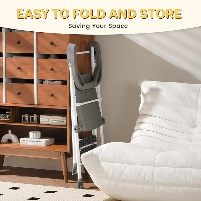 HBTower Kids 2 Steps Step Stool, Toddler Tower for Kitchen Counter Learning, Toddler Kitchen Stool Helper with Anti-Drop Safty Railing Kids Standing Folding Stepper