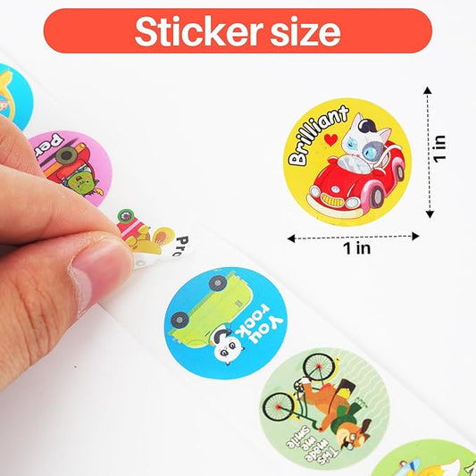 1000 Pieces Stickers for Kids,Cute Cartoon Animal Reward Stickers Suitable for Childers,Students,Classroom,School,Home,Party (1" / 2 Rolls)