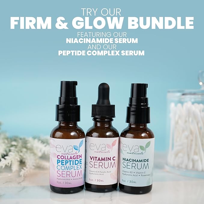 Eva Naturals Anti-Aging Serum Set – Vitamin C, Retinol & Hyaluronic Acid Serums for Face, Hydrating Bundle for Skin, Fine Lines, Wrinkles, Collagen, Firming, Plumping, Radiance & Youthful Hydration