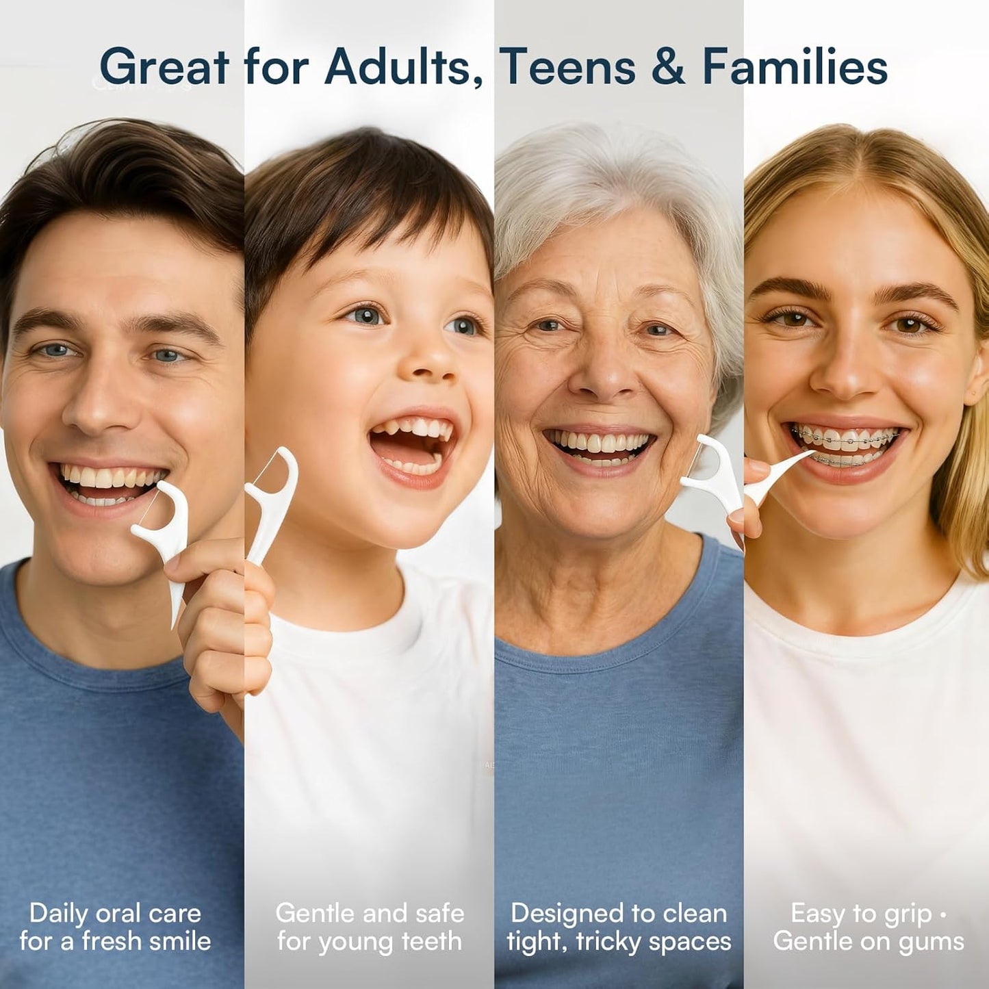 FAMILIFE Floss Picks, 240 Count Unflavored Dental Floss Cleaner, Tooth Picks Flossers with 4 Travel Handy Cases, Helps to Fight Tooth Decay and Keep Your Teeth Clean,Flossing Sticks for Family