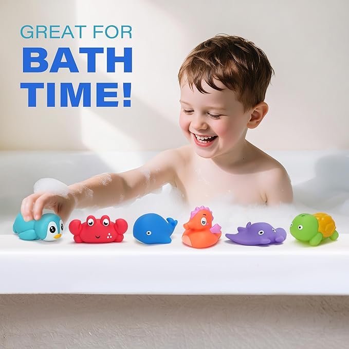 BenBen Bath Toy, 6PCS Color Changing Bath Toys for Kids Ages 1-3, No Holes Baby Bath Toys for Toddlers 2-4, Ocean Sea Animal Bathtub Toys