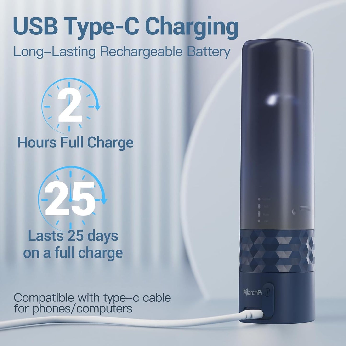 Marchpower Upgraded 2-in-1 Electric Toothbrush with Water Flosser, Ultrasonic Cleaning & 3+4 Smart Modes, Portable Oral Irrigator with Point-Jet, Rechargeable IPX7 Waterproof for Home & Travel Use