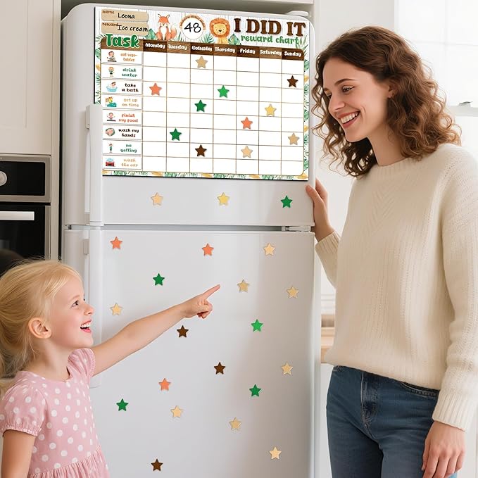 Magnetic Reward Chart for Kids at Home Woodland Animals Behavior Reward Chart System Magnetic Behavior Tracker Forest Animals Theme Incentive Chore Pad to Develop Responsibility and Good Habits