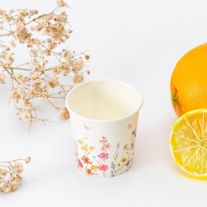 Crisky 300 Pack Paper Bathroom Cups 3oz Disposable Small Mouthwash, Elegant Floral Design, Hot/Cold Beverage Coffee, Dessert for Birthday Parties, Home-use, Picnics, Ceremonies