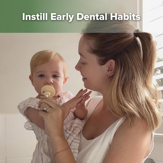 haakaa Infant Toothbrush, Easy to Hold 360° Baby Toothbrush, Train 6month+ Infants Babies and Toddlers for Oral Hygiene, Teether Effect for Sore Gums, 1pc (Cream)