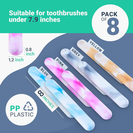 8 PCs Travel Toothbrush Case with Drainage Holes – Portable, Breathable Bulk Plastic Toothbrush Holders Travel Covers – Ideal for Camping, Trips & Daily Use – Assorted Colors