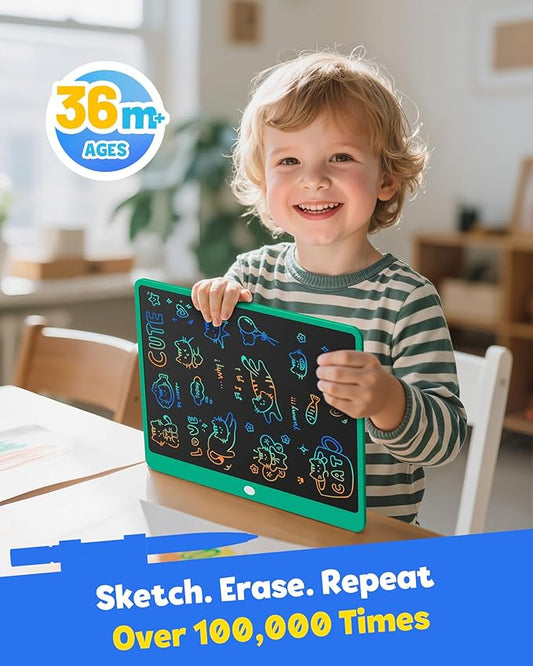 TEKFUN LCD Writing Tablet for Adults, Large Doodle Board, 16 Inch Colorful Drawing Tablet Writing Pad, Toddler Toys for 3 4 5 6 7 8 9 Year Old Girls Boys Teen, Birthday Gifts for Kids (Green)