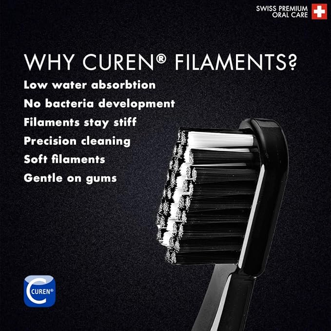 Curaprox Toothbrush Duo – for Adults | Stylish Black toothbrushes with Ultra-Soft filaments | Whitening-Friendly | Black | 2-Pack