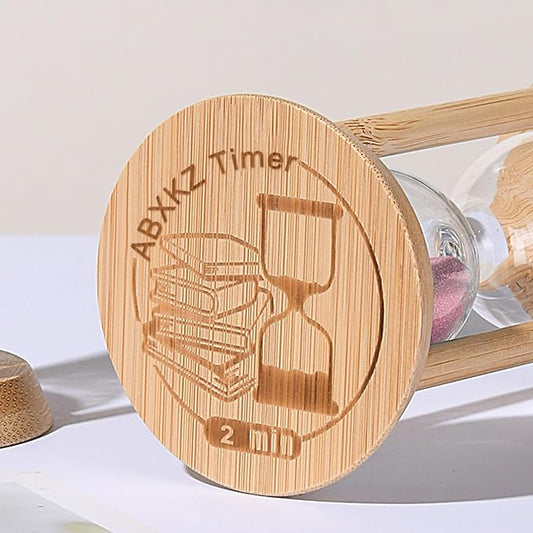 Wood Sand Timer,2 Minute Hourglass,Mini Bamboo Sandglass Timer 2 Min,Unbreakable Sand Clock for Toothbrush Timer,Game,Gift,Pink
