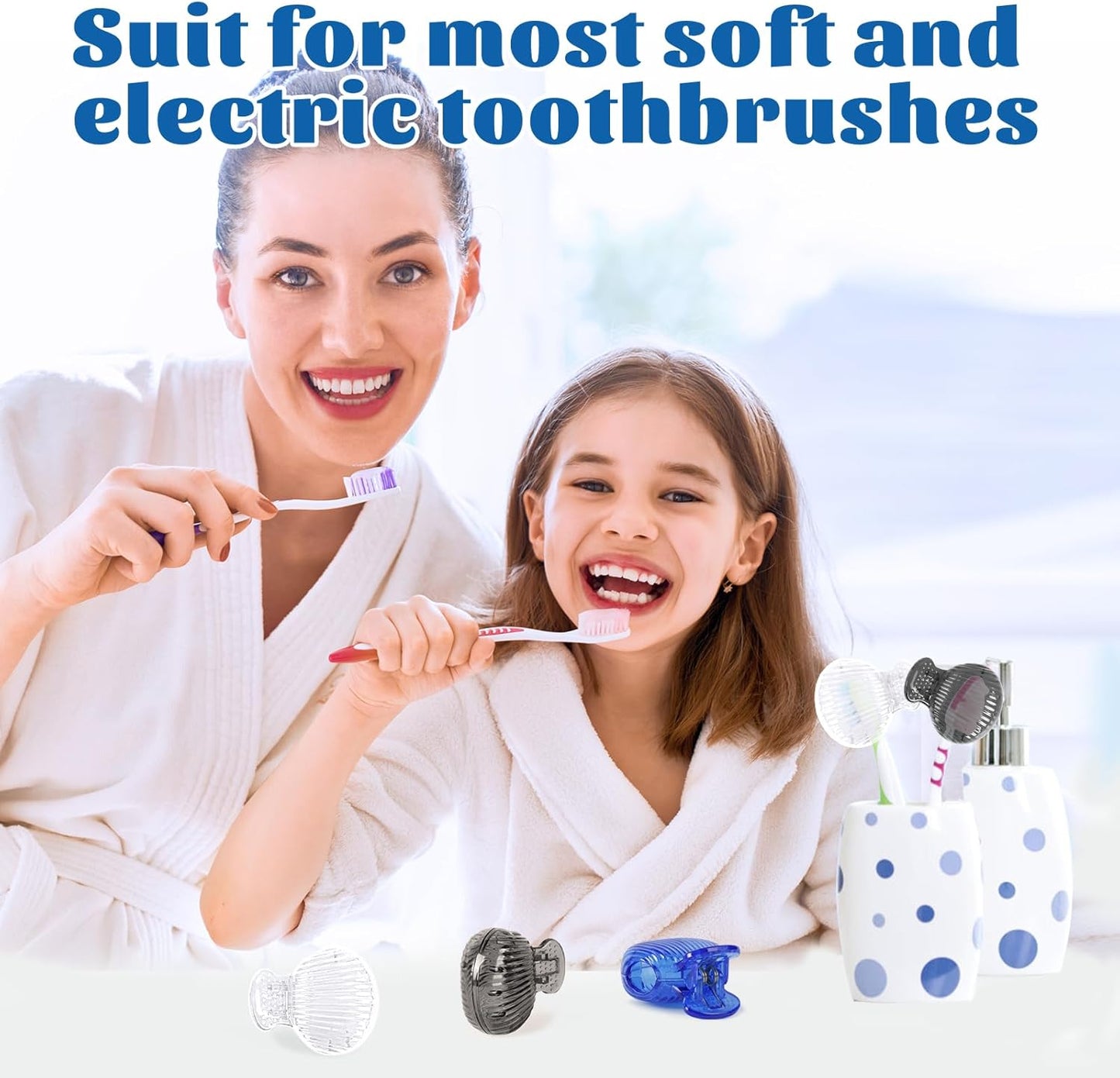 UCEC Toothbrush Caps, Protector Head Covers Case Plastic Clip for Travel, Camping, Bathroom, School, Business, 6 Pack