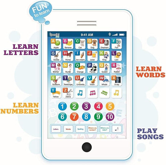 6-in-1 Kids Phone Toy: Educational Toys for Toddlers 1-3, Learning Tablet for 4 Year Old Boys & Girls, Kids Laptop, Tablet for Toddlers - Ideal Educational for 4+ Years (White/Blue)