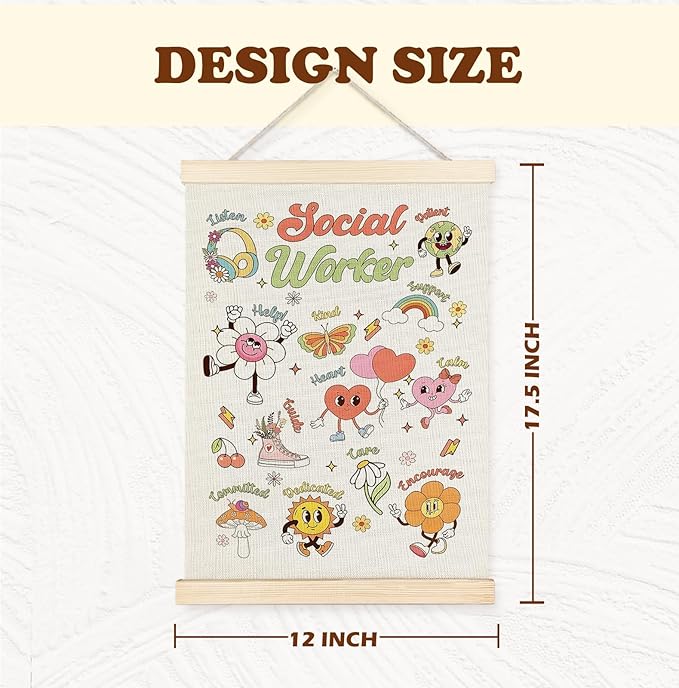 Yomisex Social Worker Wall Art Poster, Social Workers Gifts for Women, Boho Inspirational Societal Worker Wall Art Framed for Home Bedroom Living Room Office Decor, 12x16 Inch