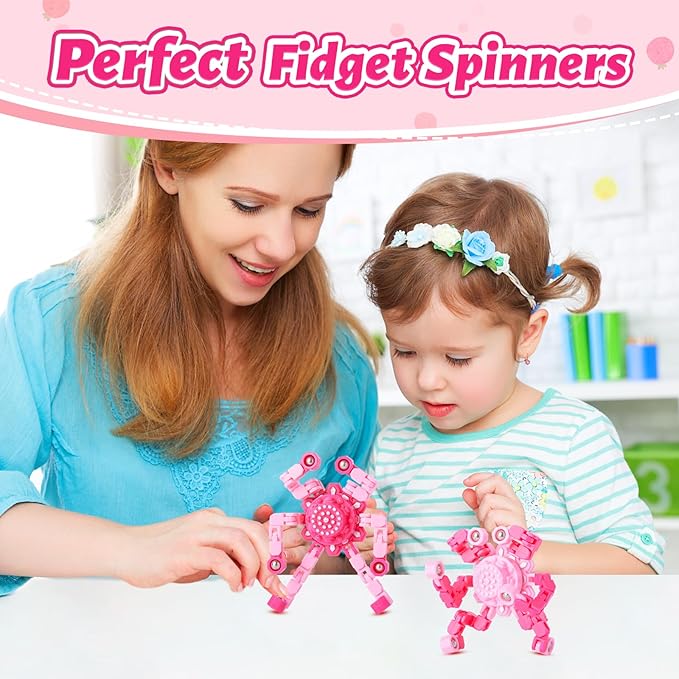 Fidget Spinners for Kids 8-12 and Adults Stress Relief Sensory Toys for Boys and Girls Transformable Fingertip Gyros for Party Favors Goodie Bag Easter Basket Stuffers for Kids