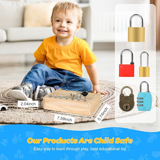 Montessori Screwdriver Board Set-Lock and Key Toy,Montessori Busy Board Toys for 3 4 5 Year Old,Kids Tool Set,Preschool Learning Sensory - Fine Motor Skills - STEM Toys