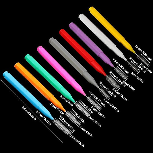 Patelai 100 Pieces Braces Brush for Cleaner Interdental Brush Toothpick Dental Tooth Flossing Head Oral Dental Hygiene Flosser Toothpick Cleaners Tooth Cleaning Tool(Mixed Colors,Mixed Sizes)