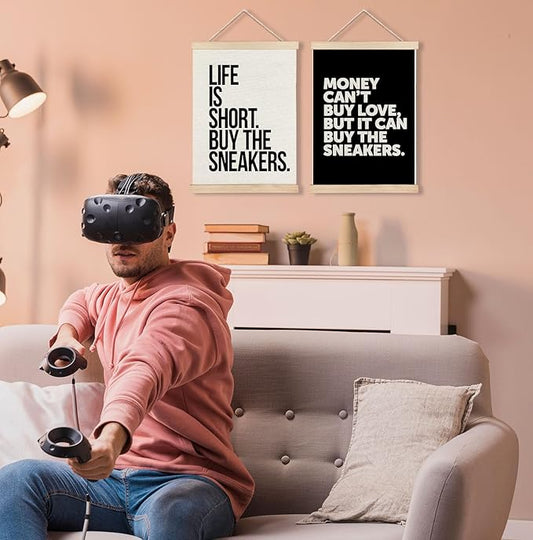 Yomisex Sneaker Wall Art, Shoes Poster, Sneakerhead Gifts for Men, Sneakerhead Room Decor, Trendy Sneaker Canvas Prints Wall Art Framed for Teen Boys Guys Mens Room Bedroom, 12x16 Inch Set of 2