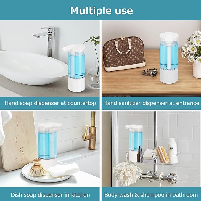 LAOPAO Automatic Liquid Soap Dispenser, Touchless Hand Sanitizer Dispenser,USB C Rechargeable Hand Soap Dispenser with Adjustable Soap Volume, 500ml Coutertop Soap Pump for Kitchen Bathroom Xmas Gift