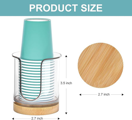 Bathroom Cup Dispenser for Countertops,2 Pack of Bathroom Cup Holders for 3 oz Cups,Small Cup Holder for Mouthwash and Paper Cups (Clear 2 Pack)