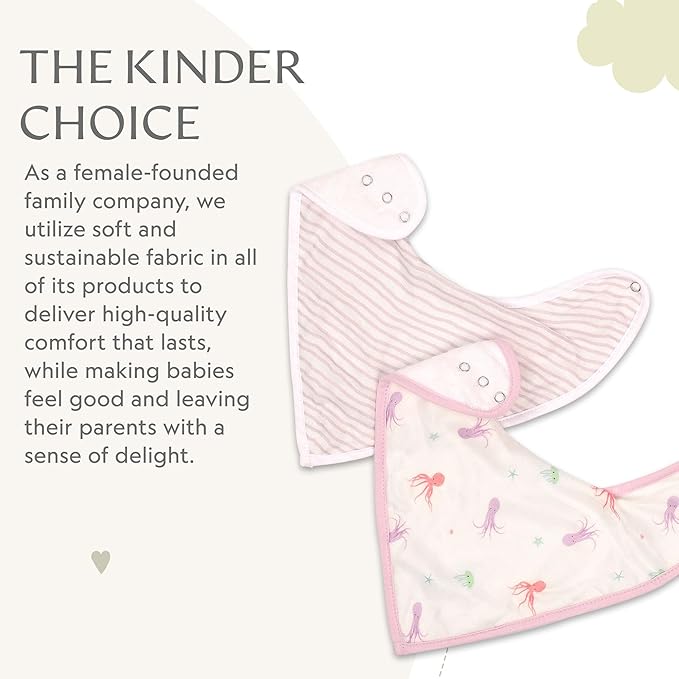 Bamboo Little Baby Bibs (Pack of 2) - Bibs with Adjustable Snaps- Absorbent Terry Backing