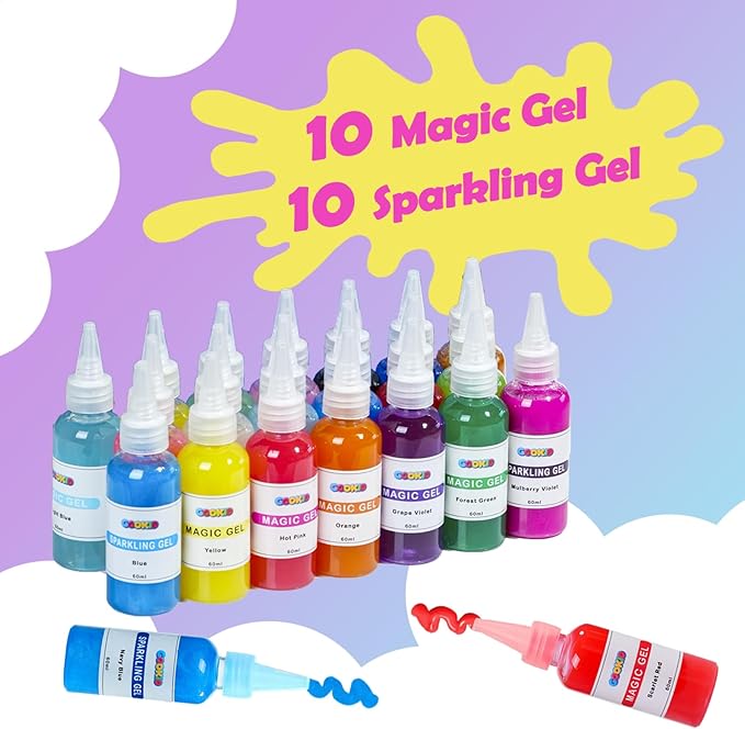 Magic Water Elf Toy Kit for Kids Ages 3-12, DIY Sensory Craft with 20 Bottles of Magic Gel, 20 Molds, STEM Educational Science Activity, Water Beads for Kids Ages 6-12, Birthday Party Gifts