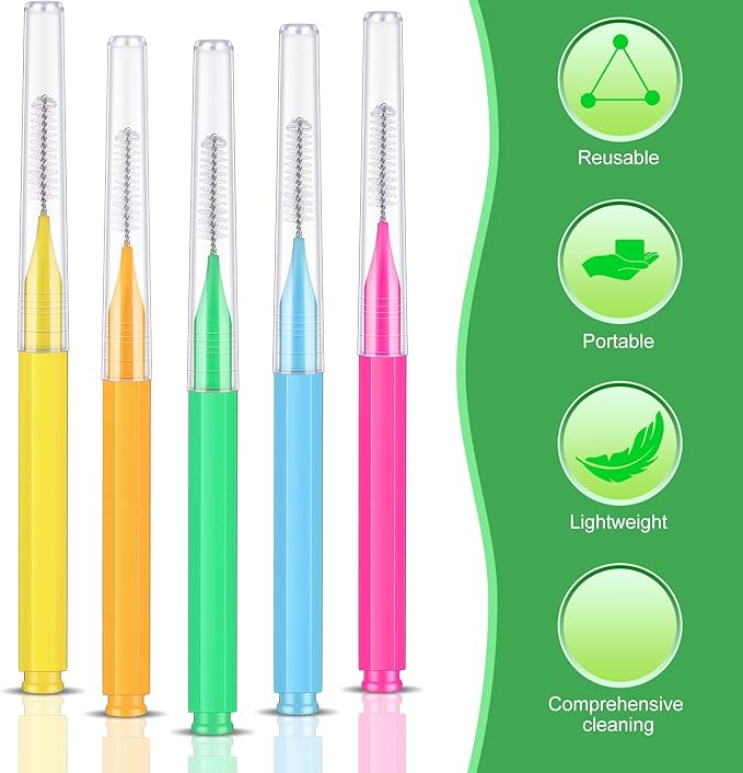 Zopeal 250 Pcs Interdental Brush for Braces Disposable Braces Flossers Dental Picks Floss Toothpick Dental Teeth Flossing Head Oral Hygiene Flosser Toothpick Soft Cleaning Tool (Cute Color)