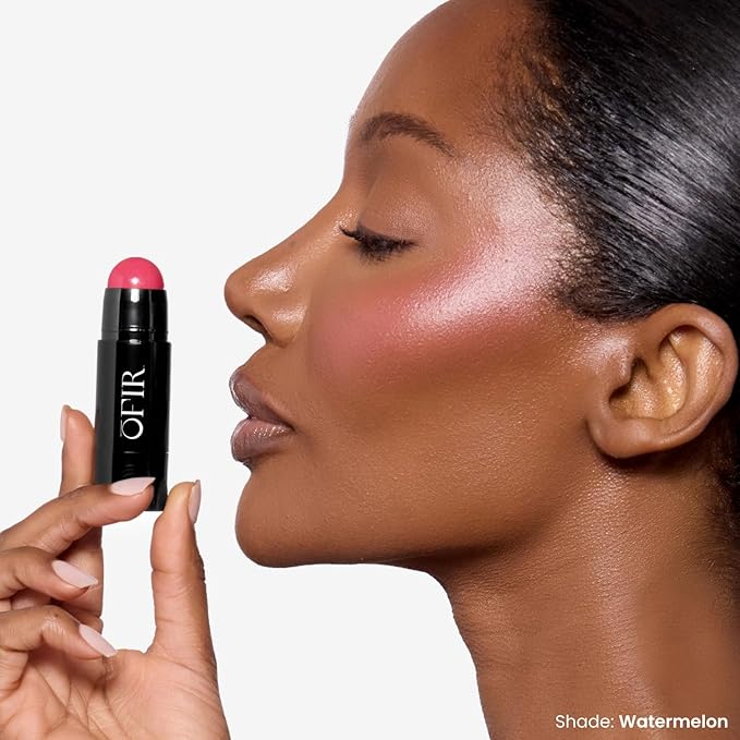 OFIR Cheek Tones Vitamin C Blush Stick | Buildable, Hydrating, Lightweight, Vegan Cream Blush Stick | Non-Transfer, Radiant Finish, Skin-Loving Formula | Watermelon - Reddish Pink | 0.21 oz