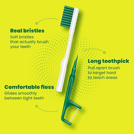 Disposable Mini Travel Toothbrushes,Prepasted On-The-Go Whitening,Individually Wrapped,Disposable,Prepasted Travel Toothbrushes- Peppermint Flavor -(24-Pack)