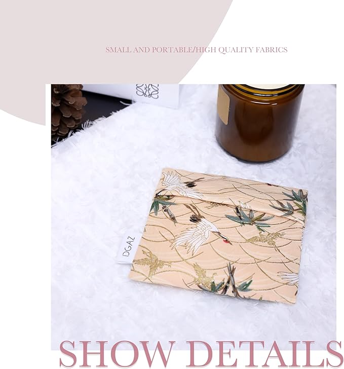 DGAZ Sanitary Napkin Storage Bag, Period Bag for Teen Aged Girls, Portable Period Bag for Panty Liners/Menstrual Cup/Small Tampons,Mini Makeup Bag for Purse(Fairy Crane)