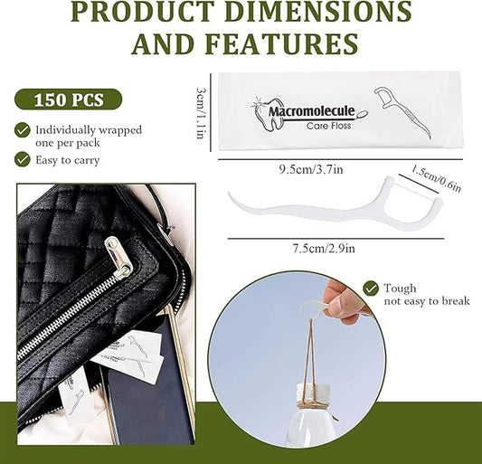 300 Count Dental Floss Picks Individually Wrapped,Leiouna Flossers Single Wrapped for Adults and Kids,Travel Hotel Restaurant Office for Teeth Clean (300)