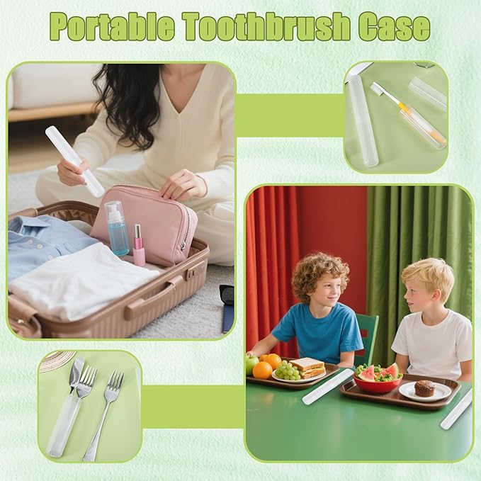 60 Pcs Travel Toothbrush Case, Portable Plastic Toothbrush Holders Bulk, Plastic Dust Proof Breathable Toothbrushes Case Holder for Travel, Business, Indoor, Outdoor, Camping, Bathroom(Clear)