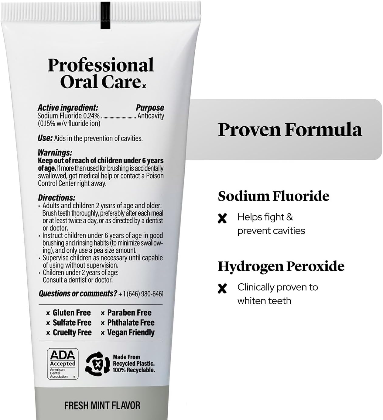 Made by Dentists Professional Ultra Whitening Toothpaste - 2 Pack - Sensitive Teeth Whitening Toothpaste with Sodium Fluoride & Hydrogen Peroxide, ADA Approved, Vegan, 2 x 4.2oz
