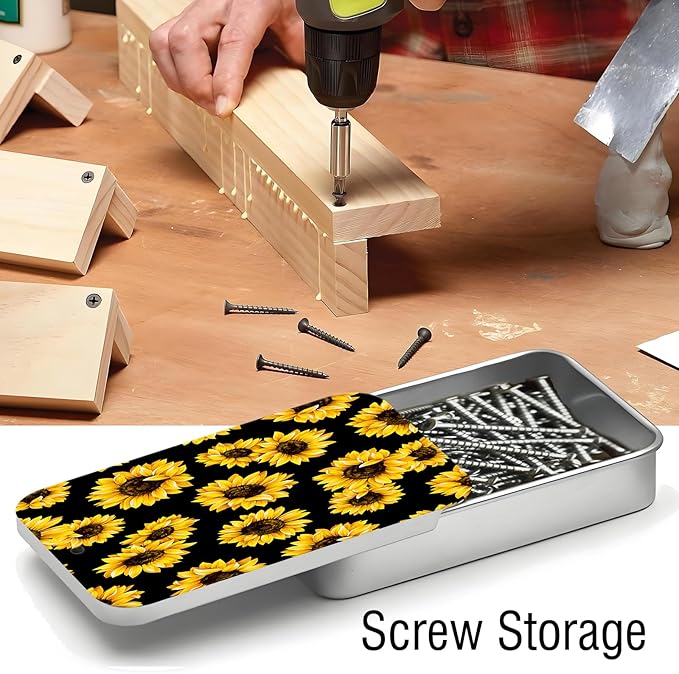 Portable Dental Floss Case, Refillable Cute Travel Floss Dispenser for Men & Women, Pocket Travel Floss Picks Case for Purse, Backpack, Bag Bright Yellow Sunflowers