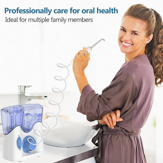 H2ofloss® Dental Water Flosser for Teeth Cleaning with 13 Multifunctional Tips&800ml Capacity, Professional Countertop Oral Irrigator Quiet Design(HF-9)