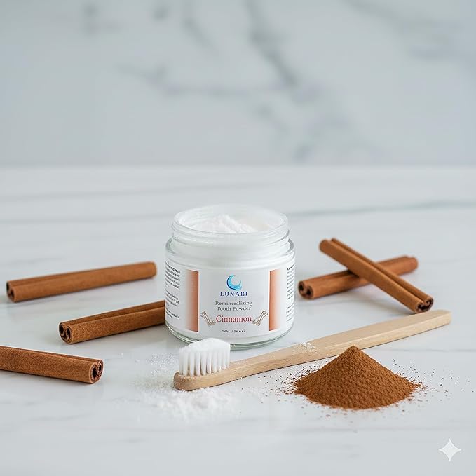 Remineralizing Cinnamon Nano-Hydroxyapatite Tooth Powder- Sensitive Teeth, Natural Fluoride-Free Whitening Toothpaste w/Bentonite Clay, Calcium Carbonate, Essential Oils, Vegan,Made in USA (Cinnamon)