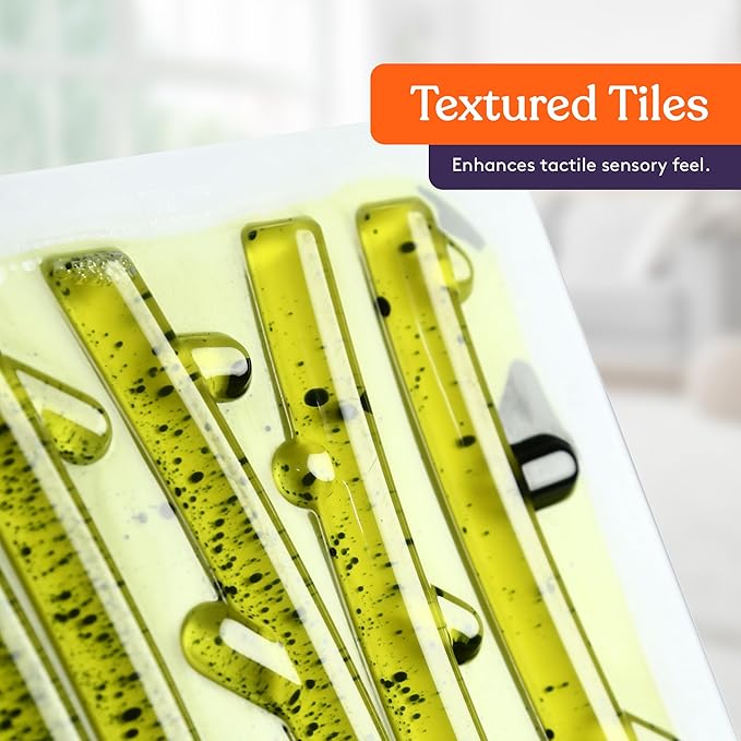 Special Supplies Textured Square Floor Liquid Tiles for Kids, Set of 6, Colorful Early Learning Sensory Activity Mats for Toddlers and Children, Anti-Slip Backing for Active Play, Dance, and Games