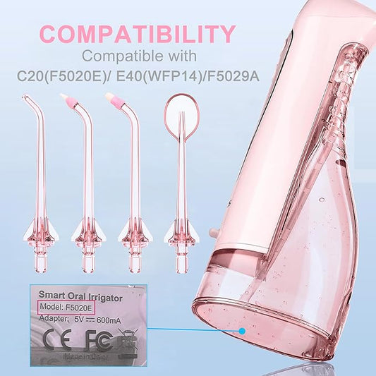 Water Flosser Tip Replacement Heads Oral Irrigator Refill Heads Jet Tips,Only Compatible COSLUS C20 (F5020E), E40 (WFP14), C31 (F5023), C50, and C51 Water Flosser(Pink)