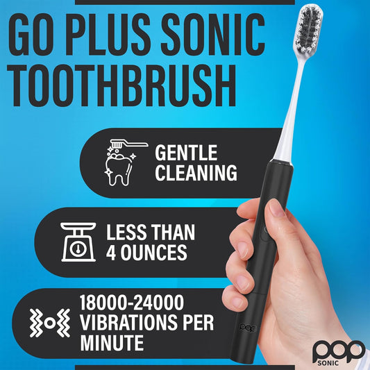 Go Plus Sonic Toothbrushes for Adults w/Electric Toothbrush Case (Black) - Electric Toothbrush for Adults & Kids - Sonic Toothbrush w/ 2 Speeds - 18000-24000 Vibrations Per Minute