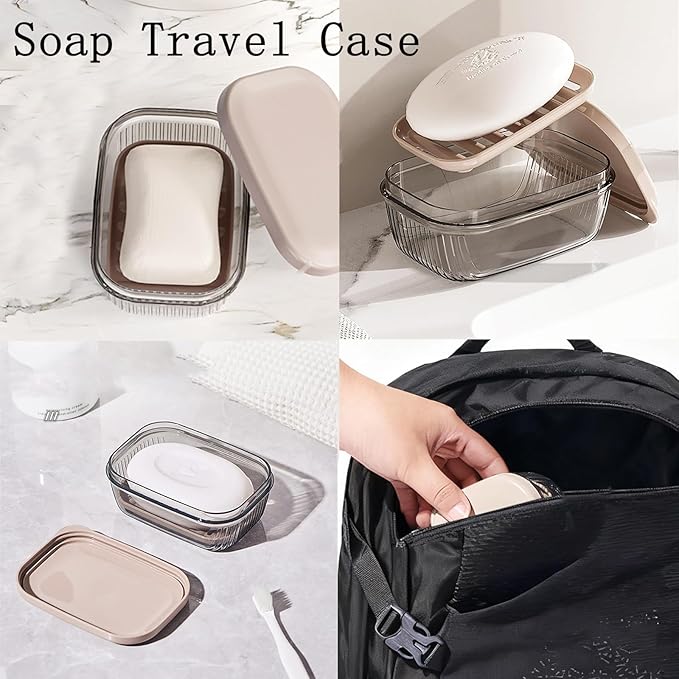Large Toothbrush Travel Case and Travel Soap Case, Toothpaste Squeezer Portable Toothbrush Holder for Travel, Vacation, Camping, Gym, Business Trips, Hostel, School Dorm