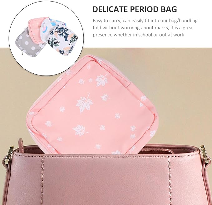 Amosfun 20pcs Sanitary Napkin Storage Bag Teen Girl Period Pad Bags Mini Zipper Open Makeup Bag Polyester Cosmetic Packets