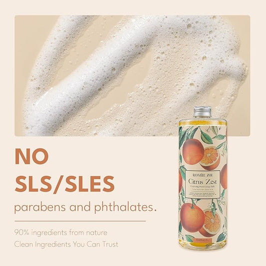 ROMIIE ZOI Citrus Zest Foaming Hand Soap Refill Gift Set – 3 Pack (33.8 Fl Oz Each) with Refillable Dispenser, Moisturizing, Biodegradable & Chemical-Free Formula for Kitchen, Bathroom, Sensitive Skin