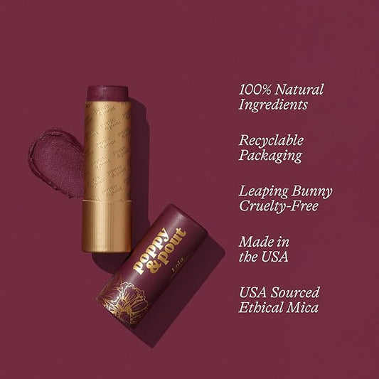 Poppy & Pout All Natural Lip Tint, Cardboard Tube, Hand-Filled, Beeswax, Vitamin E, Coconut Oil, Cruelty Free, All-Natural Shades (Lola)