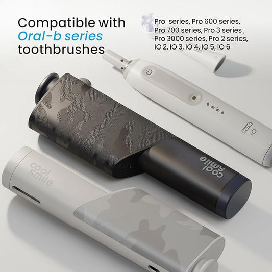 CoolSmile Charging Travel Case Compatible with Oral B Electric Toothbrushes, Fits Oral-B pro 2/ pro 3, pro 600/700/ 1000/1500/ 2000/3000/ 3500/5000/ 7000/ io2/ io3/ io4/ io5/ io6, Grey