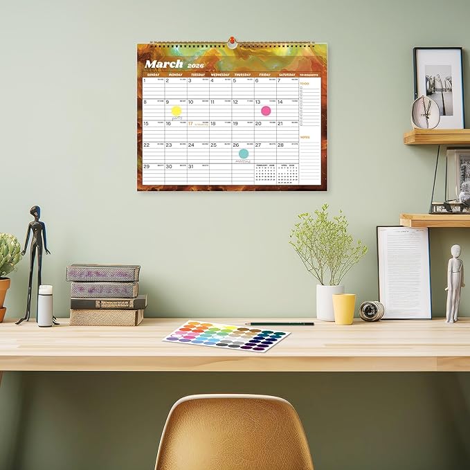 2026 Calendar 12 Month Wall Calendar 2026, Jan to Dec 2026 Calendar with Julian Dates, 14.8" X 11.5" (2026 Wall Calendar Star Dust)