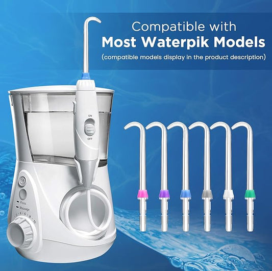 for Waterpik Replacement Heads, Replacement Tips for Waterpik Water Flosser, Suitable for Waterpik Accessories Replacement Tips, for DT-100E(6 Implant Denture Tips)
