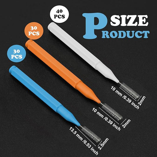 Patelai 100 Pieces Braces Brush for Cleaner Interdental Brush Toothpick Dental Tooth Flossing Head Oral Dental Hygiene Flosser Toothpick Cleaners Tooth Cleaning Tool(White, Orange, Blue,Proper Size)